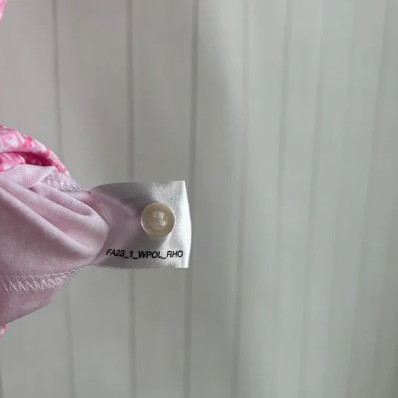 Rhoback women size L short sleeve polo shirt pink ribbon preppy golf tennis - Picture 12 of 12